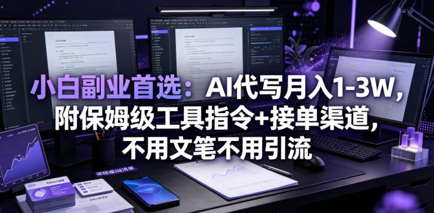 小白副业首选：AI代写月入1-3W，附保姆级工具指令+接单渠道，不用文笔不用引流【揭秘】-悟思笔记，一个低调的学习营。