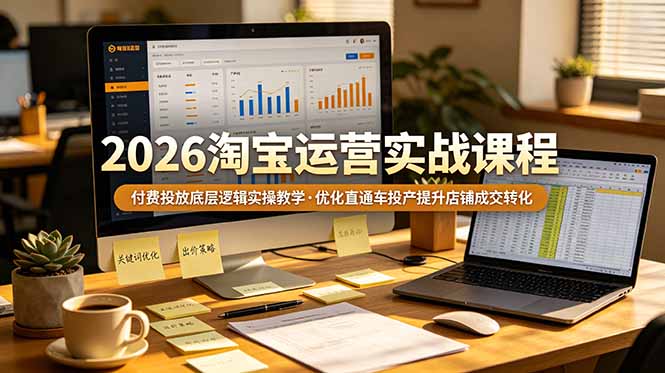 2026 淘宝运营实战课程，付费投放底层逻辑实操教学，优化直通车投产提升店铺成交转化-悟思笔记，一个低调的学习营。