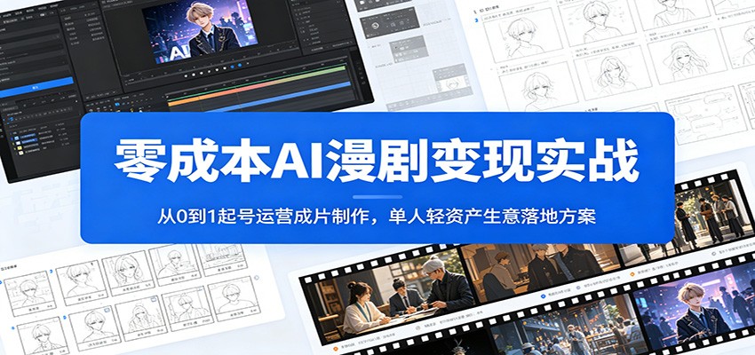 零成本AI漫剧变现实战：从0到1起号运营成片制作，单人轻资产生意落地方案-悟思笔记，一个低调的学习营。