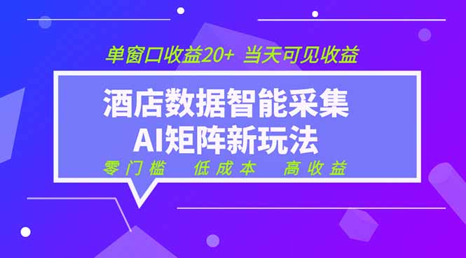 2026酒店数据采集ai智能矩阵新风口  低成本   高收益   当天见收益   单窗口20+-悟思笔记，一个低调的学习营。