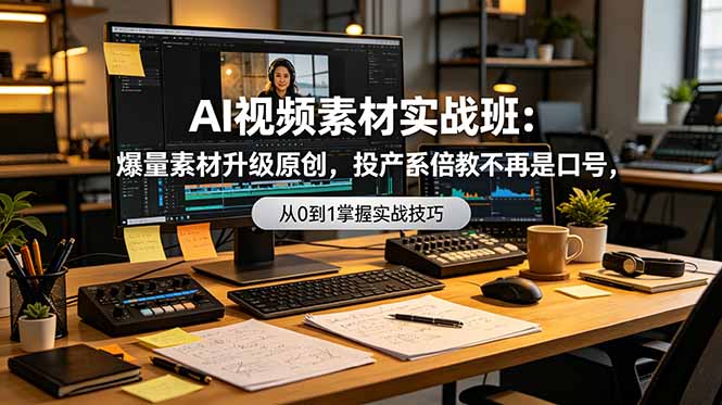 AI视频素材实战班：爆量素材升级原创，投产翻倍不再是口号，0-1系统教学实战落地-悟思笔记，一个低调的学习营。