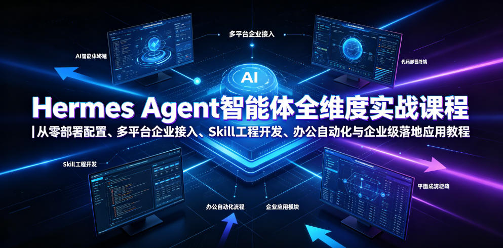 Hermes Agent智能体全维度实战课程｜从零部署配置、多平台企业接入、Skill工程开发、办公自动化与企业级落地应用教程-悟思笔记，一个低调的学习营。