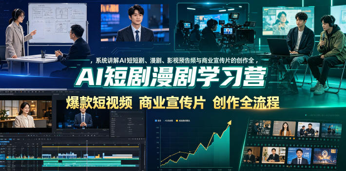 AI短剧漫剧学习营，系统讲解AI短剧、漫剧、影视预告片、爆款短视频与商业宣传片的创作全流程-悟思笔记，一个低调的学习营。