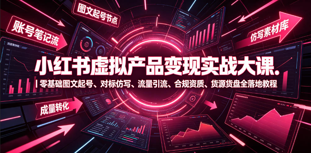 小红书虚拟产品变现实战大课｜零基础图文起号、对标仿写、流量引流、合规资质、货源货盘全落地教程-悟思笔记，一个低调的学习营。