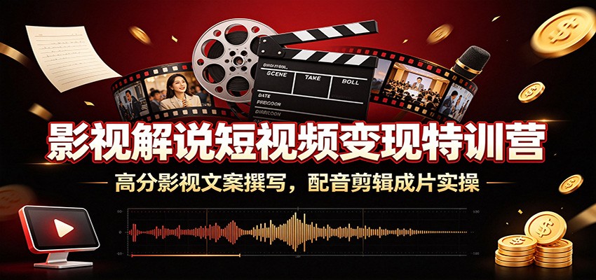 影视解说短视频变现特训营：高分影视文案撰写，配音剪辑成片实操-悟思笔记，一个低调的学习营。