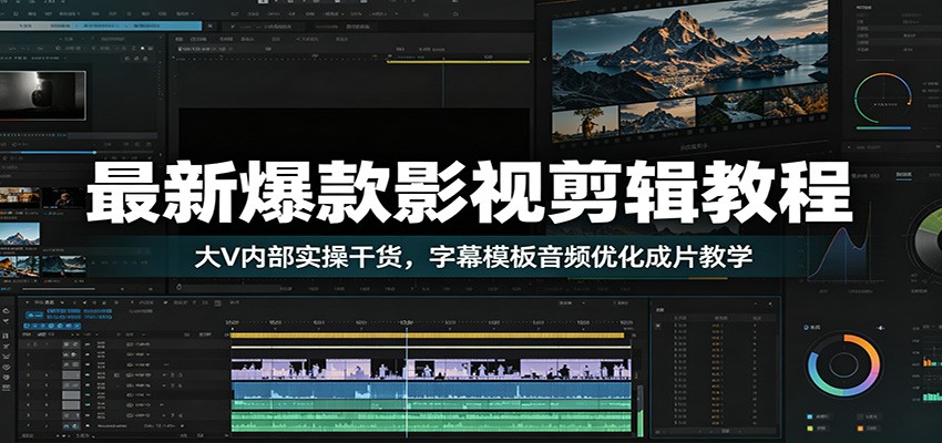 最新爆款影视剪辑教程：大V内部实操干货，字幕模板音频优化成片教学-悟思笔记，一个低调的学习营。