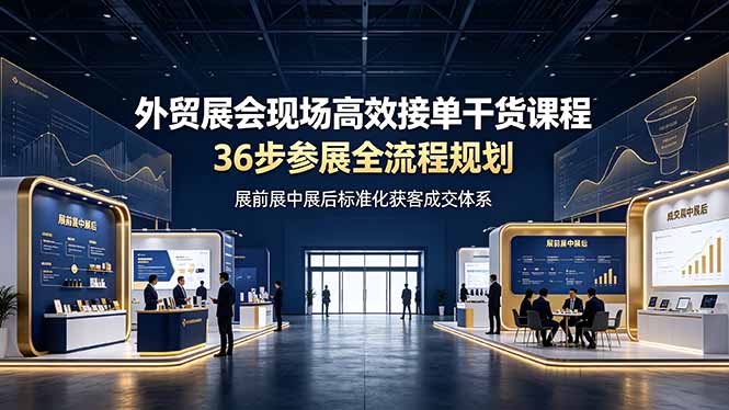 外贸展会现场高效接单干货课程，36步参展全流程规划，展前展中展后标准化获客成交体系-悟思笔记，一个低调的学习营。