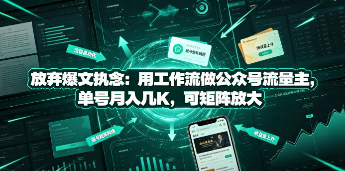 放弃爆文执念：用工作流做公众号流量主，单号月入几K，可矩阵放大-悟思笔记，一个低调的学习营。