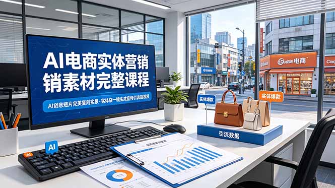 AI电商实体营销素材完整课程，AI创意短片完美复刻实景，实体店一键生成宣传引流短视频-悟思笔记，一个低调的学习营。