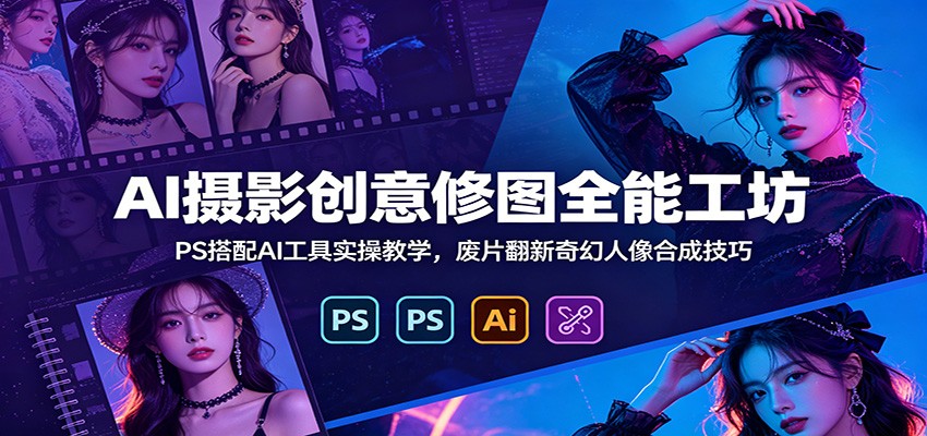 AI摄影创意修图全能工坊：PS搭配AI工具实操教学，废片翻新奇幻人像合成技巧-悟思笔记，一个低调的学习营。
