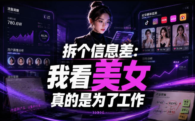 【理直气壮】我给看美女找了一个非常恰当的理由，信息差项目-悟思笔记，一个低调的学习营。