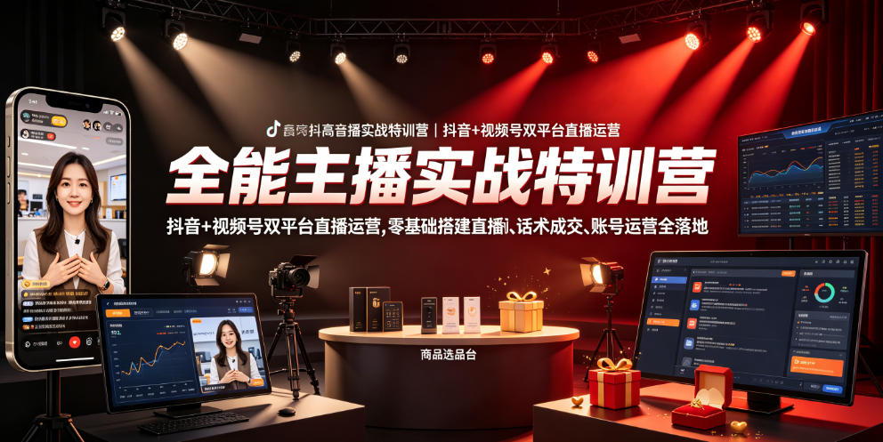 全能主播实战特训营｜抖音+视频号双平台直播运营，零基础搭建直播间、精准选品、话术成交、账号运营全落地-悟思笔记，一个低调的学习营。