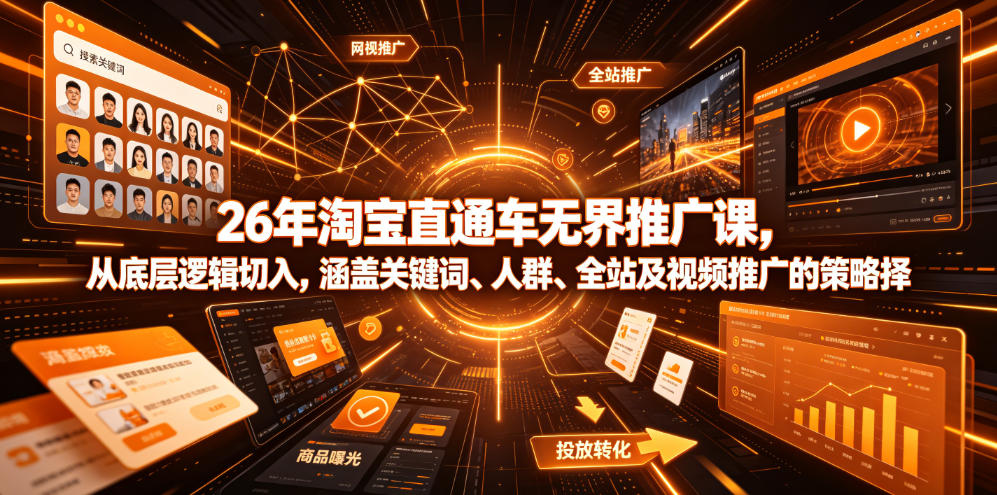 26年淘宝直通车无界推广课，从底层逻辑切入，涵盖关键词、人群、全站及视频推广的策略选择-悟思笔记，一个低调的学习营。