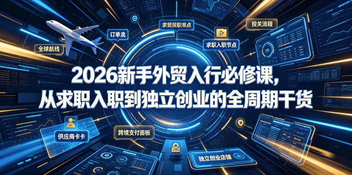 2026新手外贸入行必修课，从求职入职到独立创业的全周期干货-悟思笔记，一个低调的学习营。
