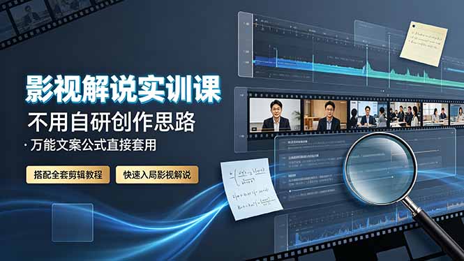 影视解说实训课：不用自研创作思路，万能文案公式直接套用，搭配全套剪辑教程，快速入局影视解说-悟思笔记，一个低调的学习营。