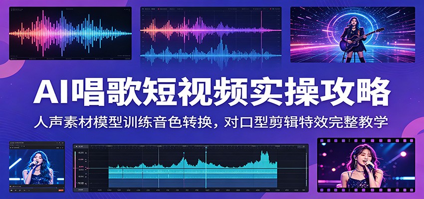 AI唱歌短视频实操攻略：人声素材模型训练音色转换，对口型剪辑特效完整教学-悟思笔记，一个低调的学习营。