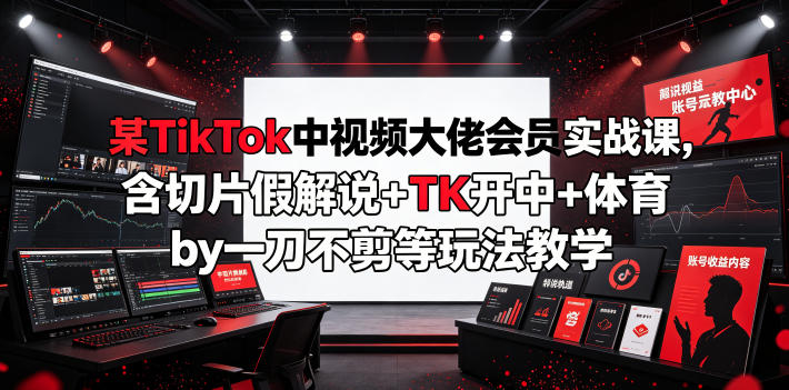 某TikTok中视频大佬会员实战课，含切片假解说+TK开中+体育by一刀不剪等玩法教学-悟思笔记，一个低调的学习营。