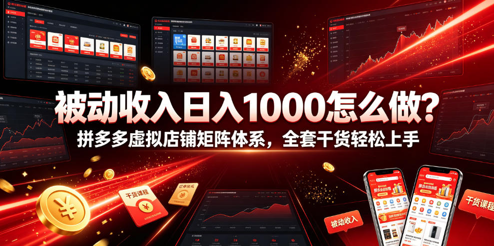 被动收入日入1000怎么做？拼多多虚拟店铺矩阵体系，全套干货轻松上手【揭秘】-悟思笔记，一个低调的学习营。
