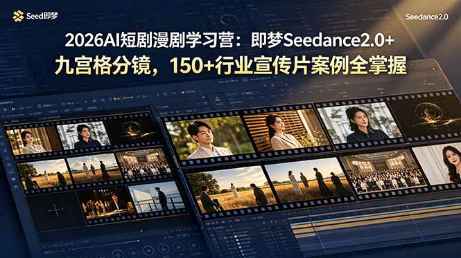 2026AI短剧漫剧学习营：即梦Seedance2.0+九宫格分镜，150+行业宣传片案例全掌握-悟思笔记，一个低调的学习营。
