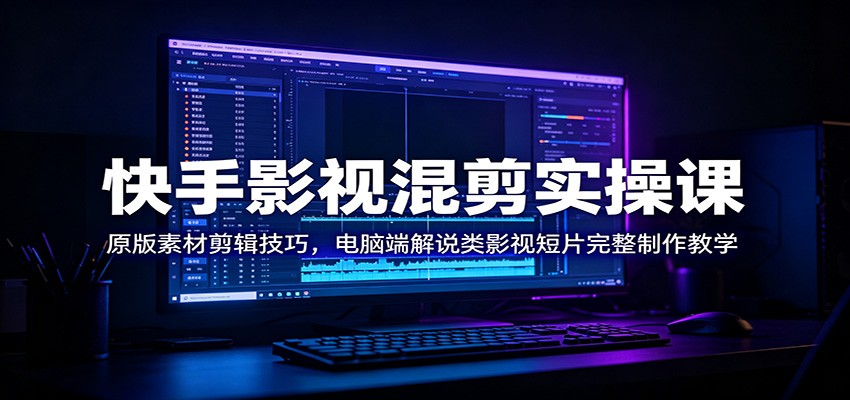 快手影视混剪实操课：原版素材剪辑技巧，电脑端解说类影视短片完整制作教学-悟思笔记，一个低调的学习营。