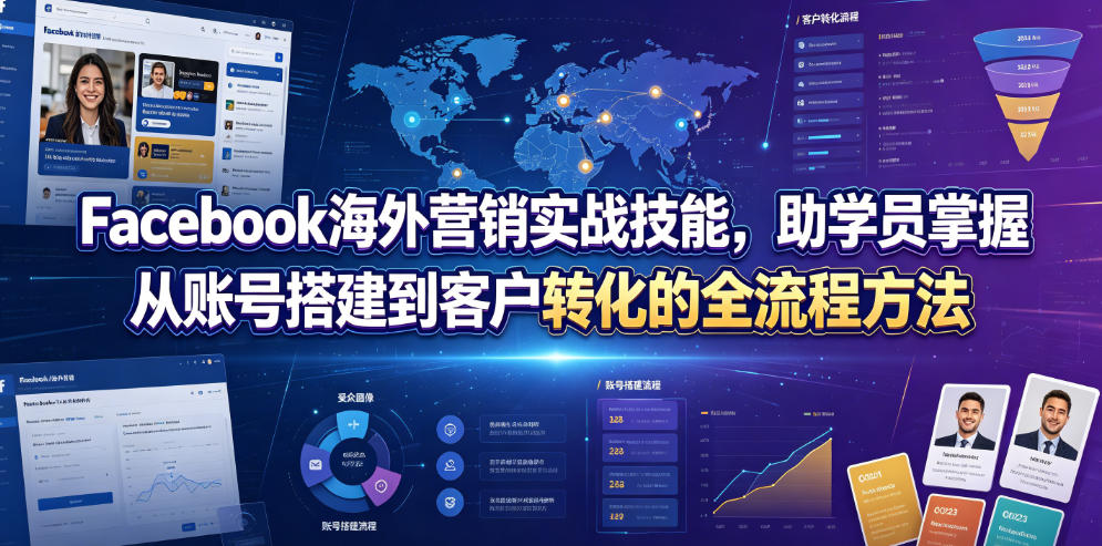 Facebook海外营销实战技能，助学员掌握从账号搭建到客户转化的全流程方法-悟思笔记，一个低调的学习营。