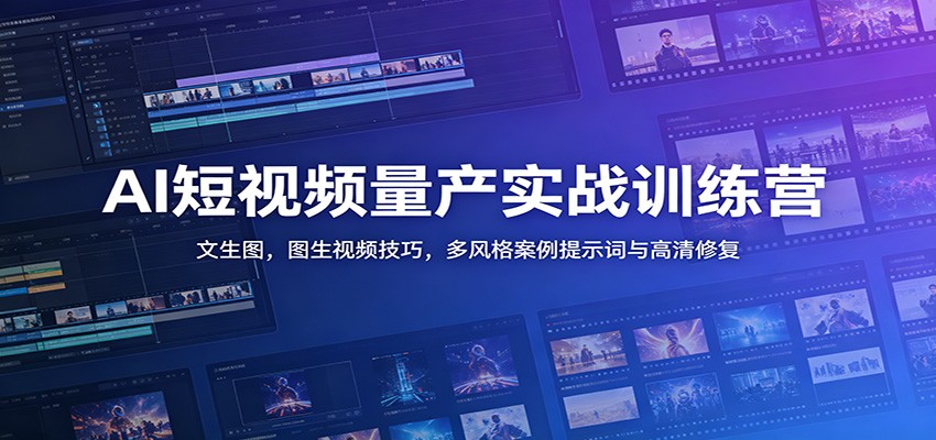 AI短视频量产实战训练营：文生图，图生视频技巧，多风格案例提示词与高清修复-悟思笔记，一个低调的学习营。