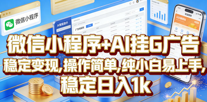 微信小程序+AI挂G广告，稳定变现，操作简单，纯小白易上手，稳定日入1k【揭秘】-悟思笔记，一个低调的学习营。
