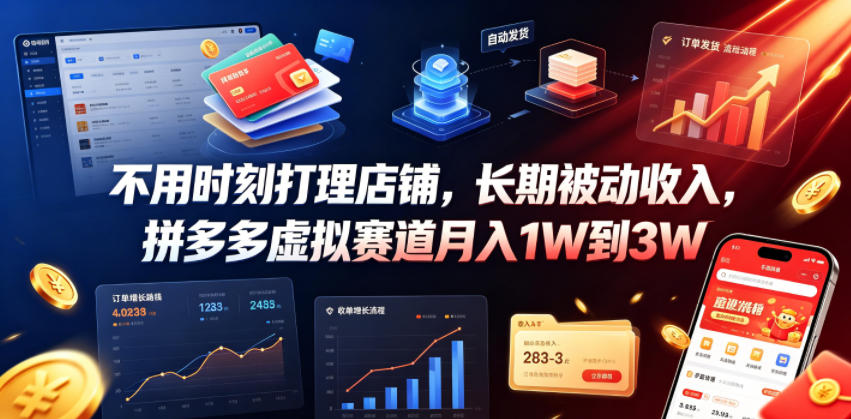 不用时刻打理店铺，长期被动收入，拼多多虚拟赛道月入1W到3W【揭秘】-悟思笔记，一个低调的学习营。