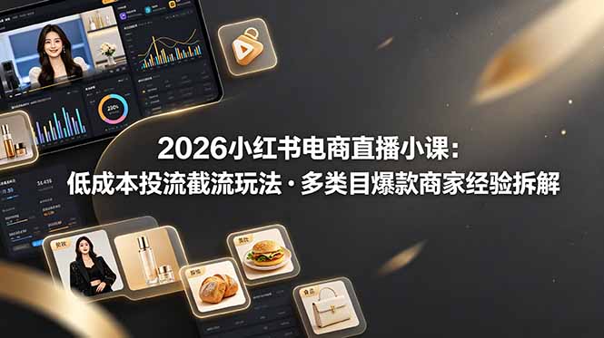 2026小红书电商直播小课，低成本投流截流玩法，多类目爆款商家经验完整拆解教学-悟思笔记，一个低调的学习营。