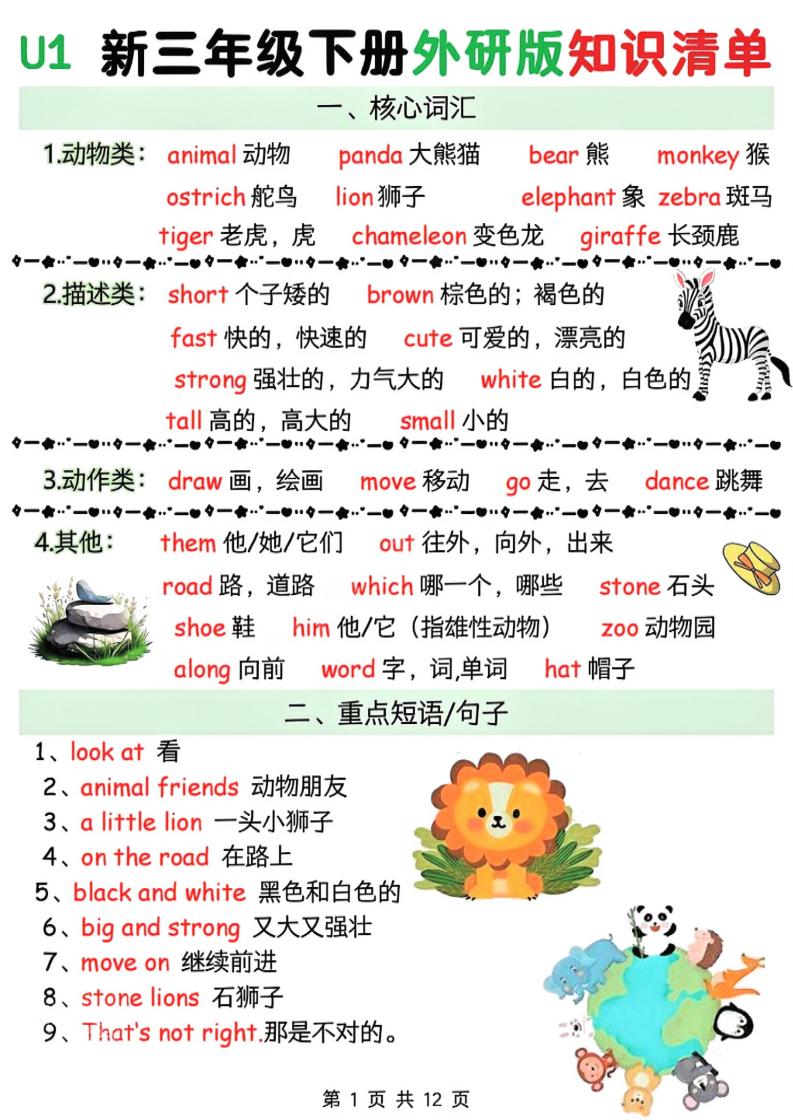 三年级下英语知识清单《外研版（三起）》-悟思笔记，一个低调的学习营。