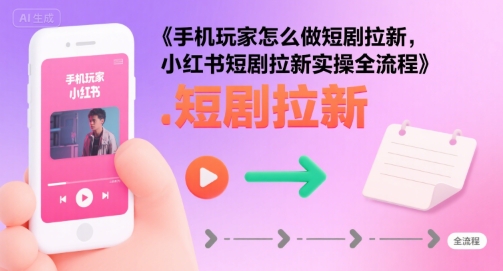 手机玩家怎么做短剧拉新，小红书短剧拉新实操全流程-悟思笔记，一个低调的学习营。