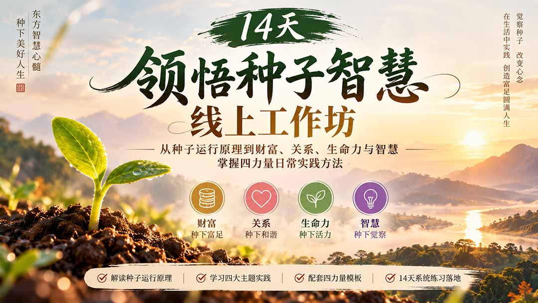 14天领悟种子智慧线上工作坊｜从种子运行原理到财富、关系、生命力与智慧，掌握四力量日常实践方法-悟思笔记，一个低调的学习营。