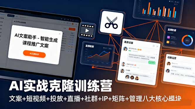 AI实战克隆训练营：文案+短视频+投放+直播+社群+IP+矩阵+管理八大核心模块-悟思笔记，一个低调的学习营。
