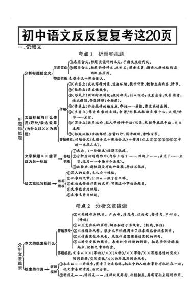 八年级上语文答题模式-悟思笔记，一个低调的学习营。