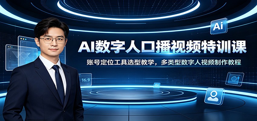AI数字人口播视频特训课：账号定位工具选型教学，多类型数字人视频制作教程-悟思笔记，一个低调的学习营。