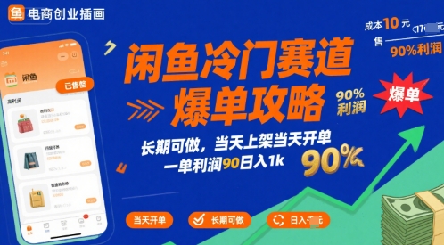 闲鱼冷门赛道爆单攻略，长期可做，当天上架当天开单，一单利润90% 利润，日入1k【揭秘】-悟思笔记，一个低调的学习营。