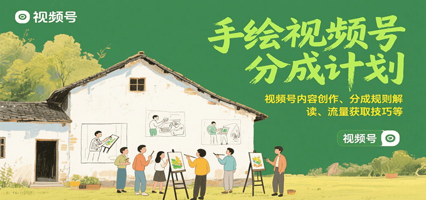 手绘视频号分成计划：视频号内容创作、分成规则解读、流量获取技巧等-悟思笔记，一个低调的学习营。
