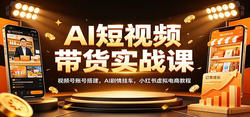 AI短视频带货实战课：视频号账号搭建，AI剧情挂车，小红书虚拟电商教程-悟思笔记，一个低调的学习营。