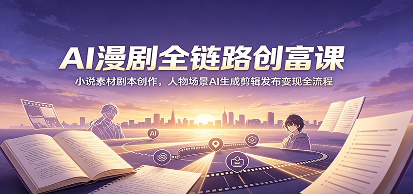 AI漫剧全链路创富课：小说素材剧本创作，人物场景AI生成剪辑发布变现全流程-悟思笔记，一个低调的学习营。