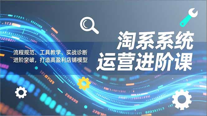 淘系系统运营进阶课2.0，流程规范、工具教学、实战诊断，进阶突破，打造高盈利店铺模型-悟思笔记，一个低调的学习营。