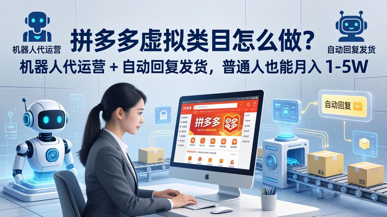 拼多多虚拟类目怎么做？机器人代运营 + 自动回复发货，普通人也能月入 1-5W-悟思笔记，一个低调的学习营。