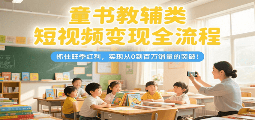 童书教辅类短视频变现全流程，抓住旺季红利，实现从0到百万销量的突破！-悟思笔记，一个低调的学习营。