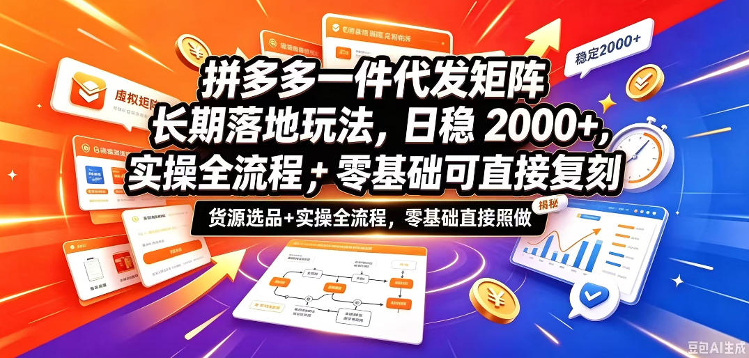 拼多多一件代发矩阵长期落地玩法，日稳入2k+，选品货源+实操全流程，零基础可直接复刻【拆解】-悟思笔记，一个低调的学习营。