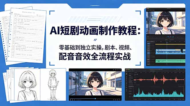 AI短剧动画制作教程：零基础到独立实操，剧本、视频、配音音效全流程实战-悟思笔记，一个低调的学习营。