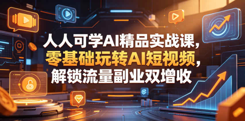 人人可学AI精品实战课，零基础玩转AI短视频，解锁流量副业双增收-悟思笔记，一个低调的学习营。