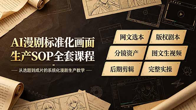 AI漫剧标准化画面生产SOP全套课程-更新，网文选本版权剧本分镜资产全覆盖，图文生视频后期剪辑完整实操教学-悟思笔记，一个低调的学习营。