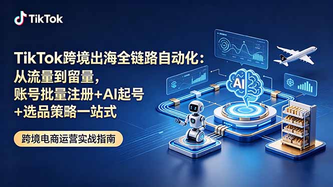 TikTok跨境出海全链路自动化：从流量到留量，账号批量注册+AI起号+选品策略一站式-悟思笔记，一个低调的学习营。