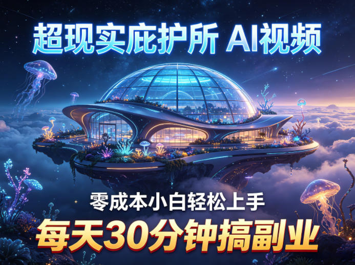 超现实庇护所AI视频项目拆解，零成本小白轻松上手，每天30分钟搞副业-悟思笔记，一个低调的学习营。