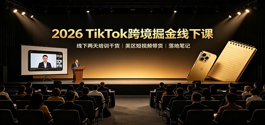 2026 TikTok跨境掘金线下课：线下两天培训干货，美区短视频带货落地笔记-悟思笔记，一个低调的学习营。
