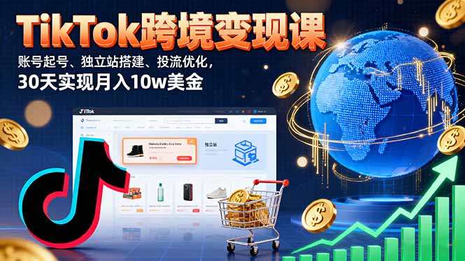 TikTok跨境变现课：账号起号、独立站搭建、投流优化，30天实现月入10w美金-悟思笔记，一个低调的学习营。